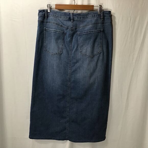 Rachel Zoe High Rise Midi Length Jean Skirt 14 Modest Casual - Picture 1 of 4